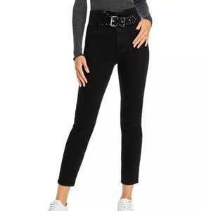 GRLFRND Alivia Stud Belt High Rise Crop Jeans Late Night Drive